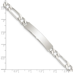 Sterling Silver 8inch Polished Engraveable Figaro Link ID Bracelet - 2