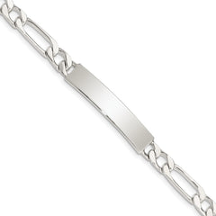Sterling Silver 7inch Polished Engraveable Figaro Link ID Bracelet - 2