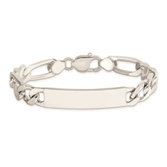 Sterling Silver 8.5inch Polished Engraveable Figaro Link ID Bracelet