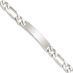 Sterling Silver 8.5inch Polished Engraveable Figaro Link ID Bracelet