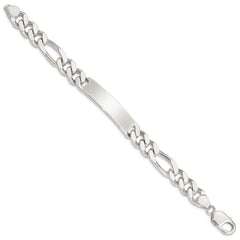 Sterling Silver 8.5inch Polished Engraveable Figaro Link ID Bracelet - 2