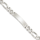 Sterling Silver 8.5inch Polished Engraveable Figaro Link ID Bracelet - 2