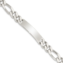 Sterling Silver 8.5inch Polished Engraveable Figaro Link ID Bracelet - 2