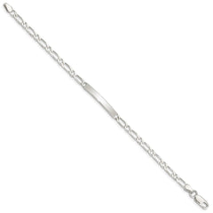 Sterling Silver 7inch Polished Engraveable 1 Figaro Link ID Bracelet