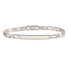 Sterling Silver 7inch Polished Engraveable 1 Figaro Link ID Bracelet