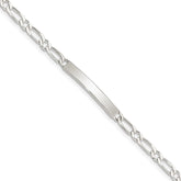 Sterling Silver 7inch Polished Engraveable 1 Figaro Link ID Bracelet