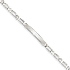 Sterling Silver 7inch Polished Engraveable 1 Figaro Link ID Bracelet