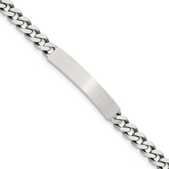 Sterling Silver 8inch Engraveable Antiqued Curb Link ID Bracelet - 3