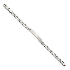Sterling Silver 8inch Engraveable Antiqued Figaro Link ID Bracelet - 2