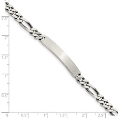 Sterling Silver 8inch Engraveable Antiqued Figaro Link ID Bracelet - 2