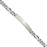 Sterling Silver 7inch Engraveable Antiqued Figaro Link ID Bracelet
