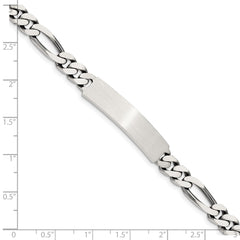 Sterling Silver 8inch Engraveable Antiqued Figaro Link ID Bracelet - 3