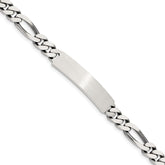 Sterling Silver 8inch Engraveable Antiqued Figaro Link ID Bracelet - 3