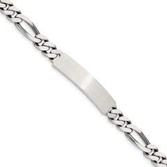 Sterling Silver 8inch Engraveable Antiqued Figaro Link ID Bracelet - 3