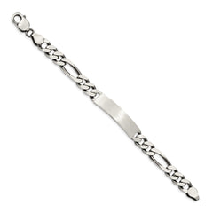 Sterling Silver 7inch Engraveable Antiqued Figaro Link ID Bracelet - 2