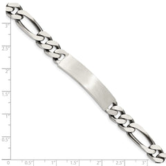 Sterling Silver 7inch Engraveable Antiqued Figaro Link ID Bracelet - 2