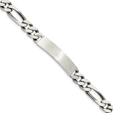 Sterling Silver 7inch Engraveable Antiqued Figaro Link ID Bracelet - 2