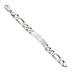 Sterling Silver 8.5inch Engraveable Antiqued Figaro Link ID Bracelet - 2