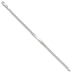 Sterling Silver Polished Engraveable Curb Link ID Bracelet - 8