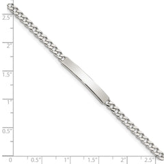 Sterling Silver Polished Engraveable Curb Link ID Bracelet - 8