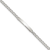 Sterling Silver Polished Engraveable Curb Link ID Bracelet - 8