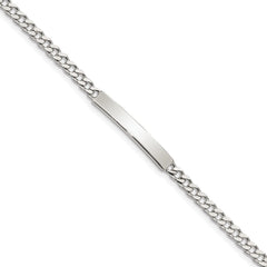Sterling Silver Polished Engraveable Curb Link ID Bracelet - 8