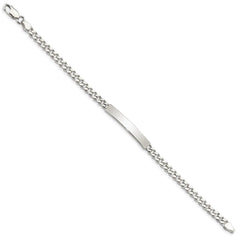 Sterling Silver Polished Engraveable Curb Link ID Bracelet - 6