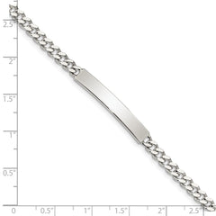 Sterling Silver Polished Engraveable Curb Link ID Bracelet - 6