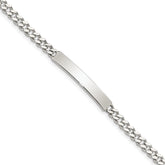 Sterling Silver Polished Engraveable Curb Link ID Bracelet - 6