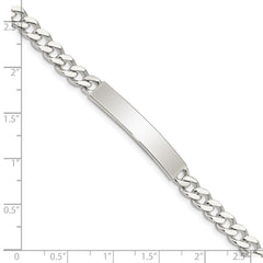 Sterling Silver Polished Engraveable Curb Link ID Bracelet