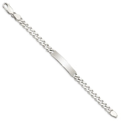 Sterling Silver Polished Engraveable Curb Link ID Bracelet - 4