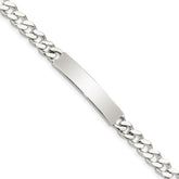 Sterling Silver 8inch Polished Engraveable Curb Link ID Bracelet - 5
