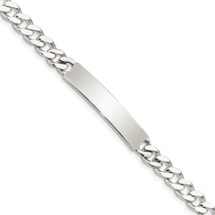 Sterling Silver 8inch Polished Engraveable Curb Link ID Bracelet - 5