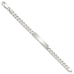 Sterling Silver Polished Engraveable Curb Link ID Bracelet - 7