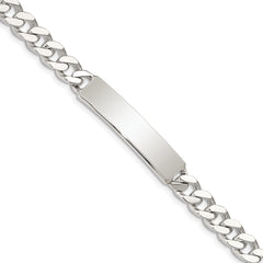 Sterling Silver Polished Engraveable Curb Link ID Bracelet - 7