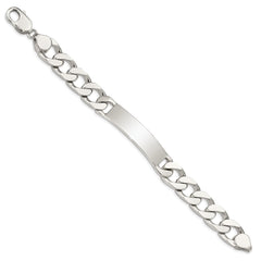 Sterling Silver Polished Engraveable Curb Link ID Bracelet - 9