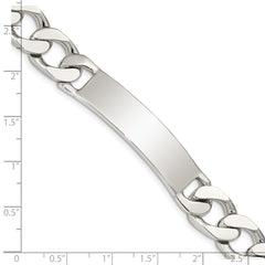 Sterling Silver Polished Engraveable Curb Link ID Bracelet - 9