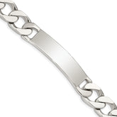 Sterling Silver Polished Engraveable Curb Link ID Bracelet - 9