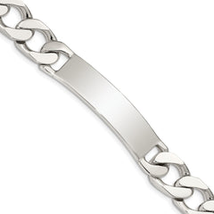 Sterling Silver Polished Engraveable Curb Link ID Bracelet - 9