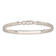 Sterling Silver Polished Engraveable Anchor Link ID Bracelet - 4