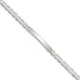 Sterling Silver 8inch Polished Engraveable Anchor Link ID Bracelet - 3
