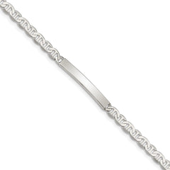 Sterling Silver Polished Engraveable Anchor Link ID Bracelet - 4