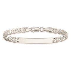 Sterling Silver 8inch Polished Engraveable Anchor Link ID Bracelet - 4