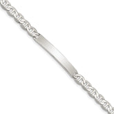 Sterling Silver Polished Engraveable Anchor Link ID Bracelet - 3