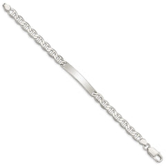 Sterling Silver Polished Engraveable Anchor Link ID Bracelet - 5