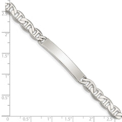 Sterling Silver Polished Engraveable Anchor Link ID Bracelet - 5