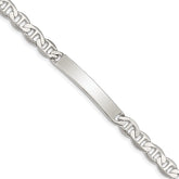 Sterling Silver Polished Engraveable Anchor Link ID Bracelet - 5