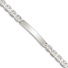 Sterling Silver Polished Engraveable Anchor Link ID Bracelet - 5