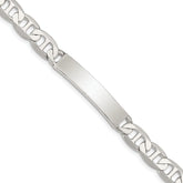 Sterling Silver 8inch Polished Engraveable Anchor Link ID Bracelet - 5
