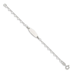 Sterling Silver Polished Engraveable Children's ID Heart Link Bracelet - 2